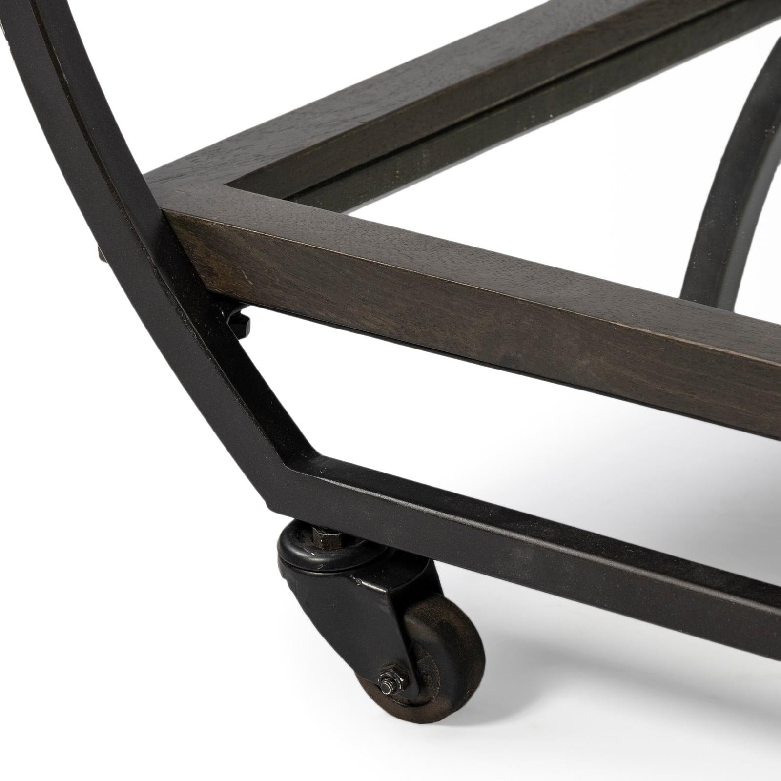 Mercana Chriselle Black Metal And Glass Two Tier Bar Cart Clearance