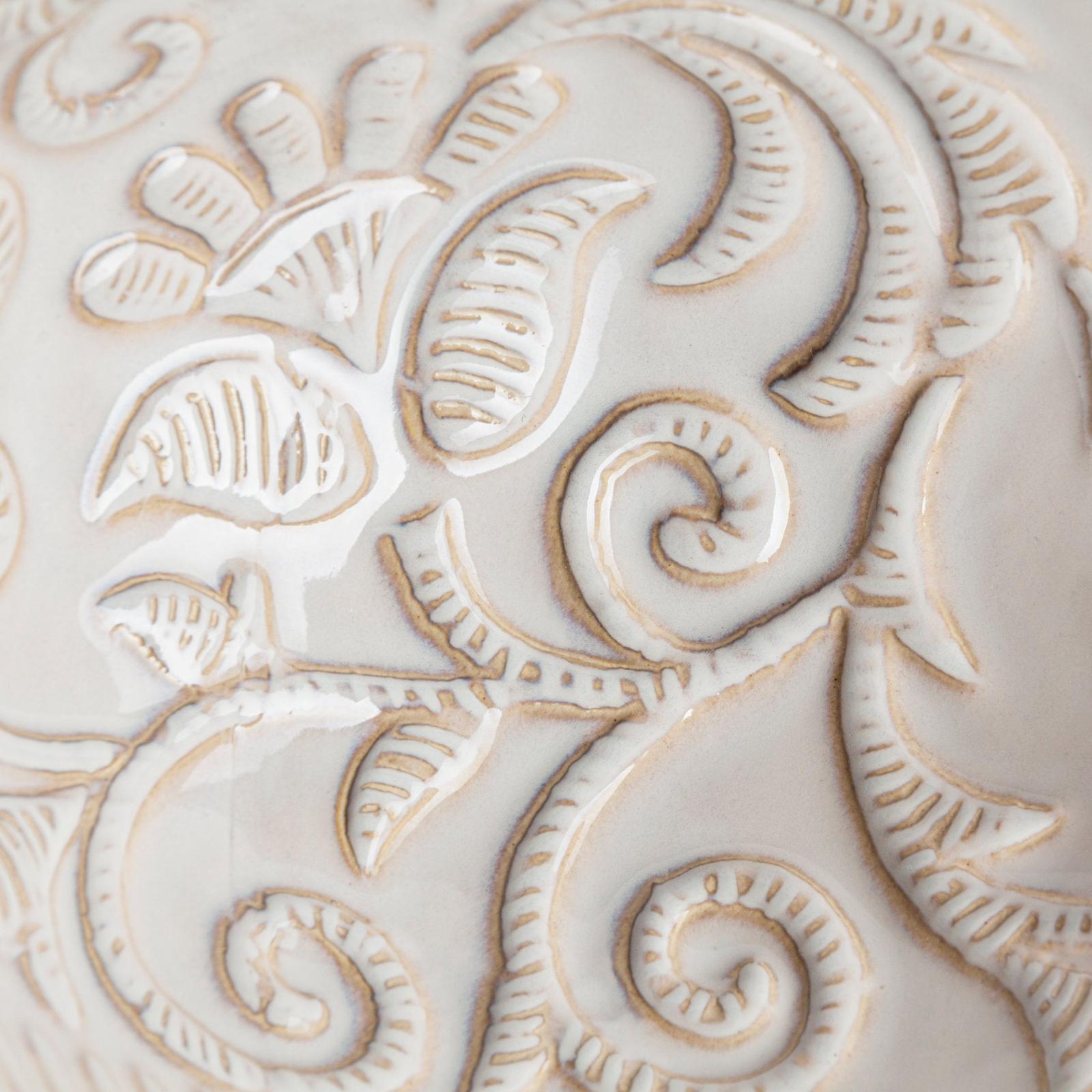 Mercana Jadiza Medium White Glaze Floral Pattern Vase