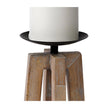 Mercana Astra Light Brown Wood Pedestal Base Table Candle Holder