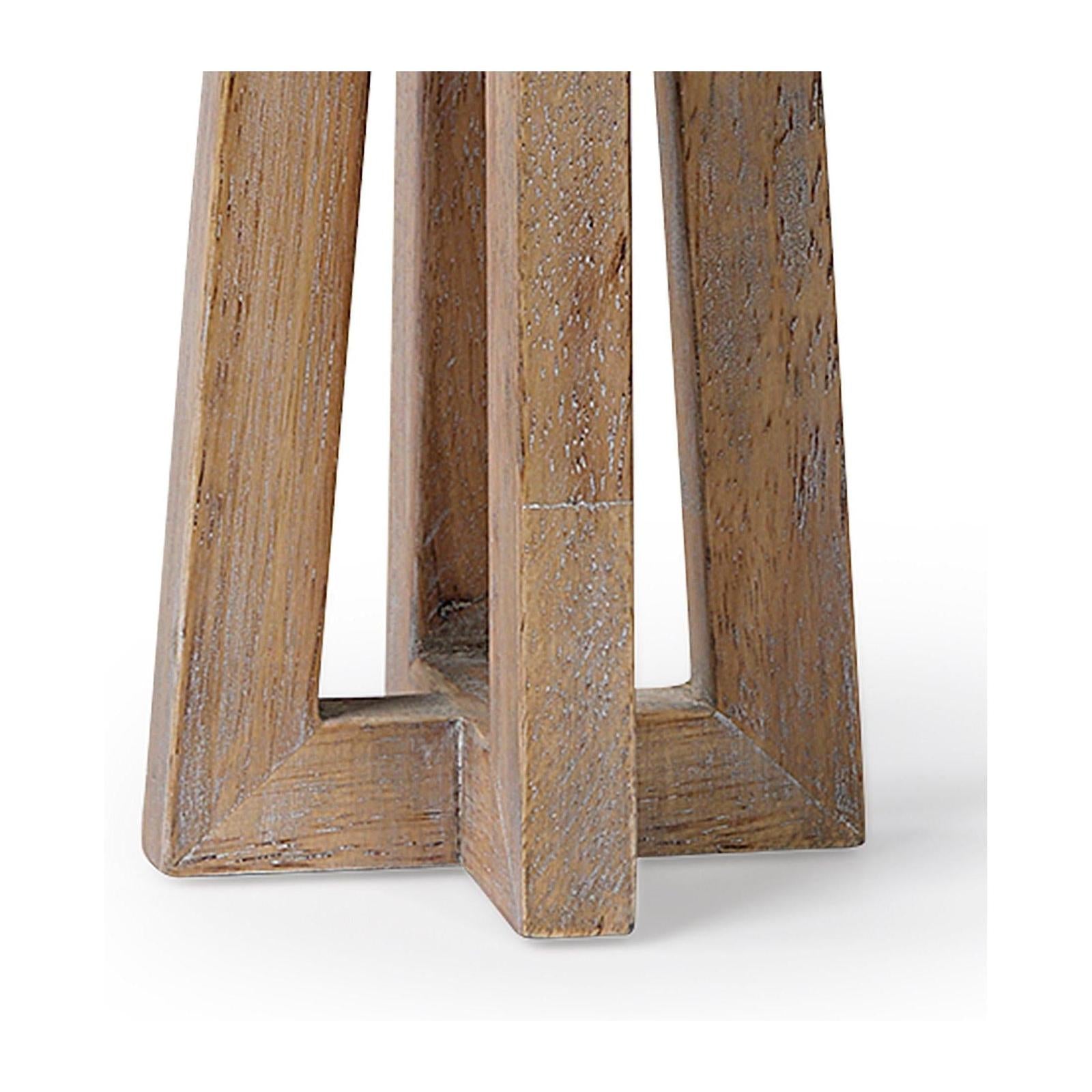 Mercana Astra Light Brown Wood Pedestal Base Table Candle Holder