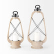 Mercana Zain Brown Wooden Vintage Inspired Candle Holder Lantern Clearance