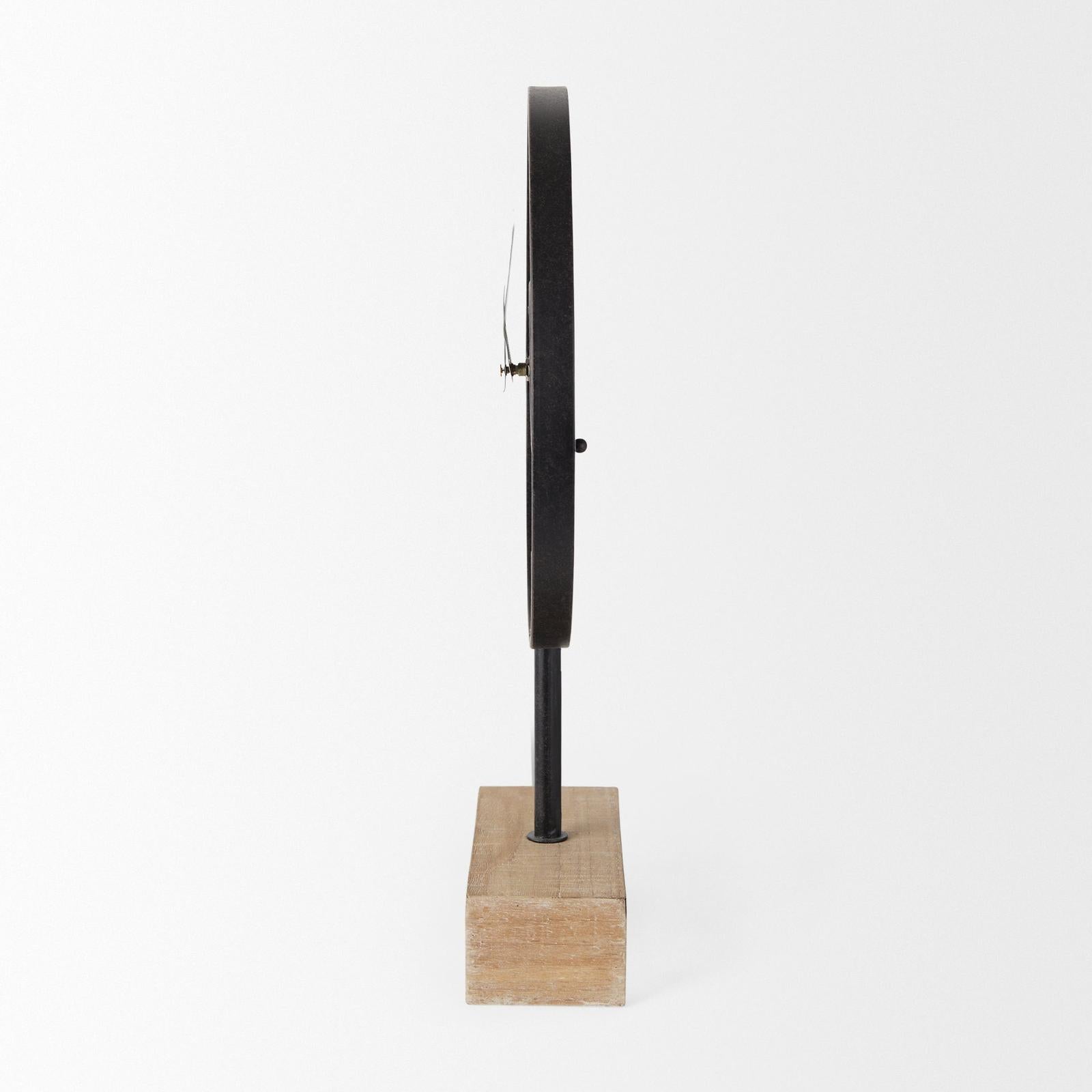 Mercana Oris Black Metal/Wood Open Frame Table Clock