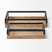 Mercana Ross Natural Wood W/ Black Metal Nesting Trays- Set of 2 Clearance