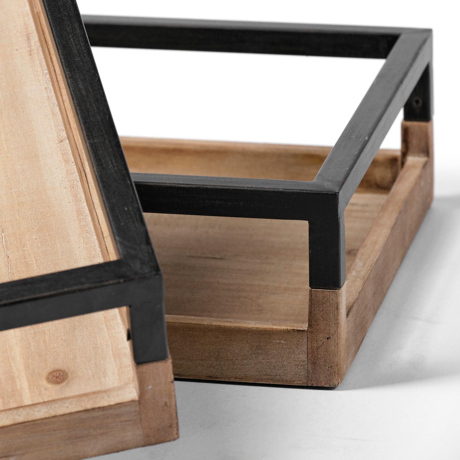 Mercana Ross Natural Wood W/ Black Metal Nesting Trays- Set of 2 Clearance
