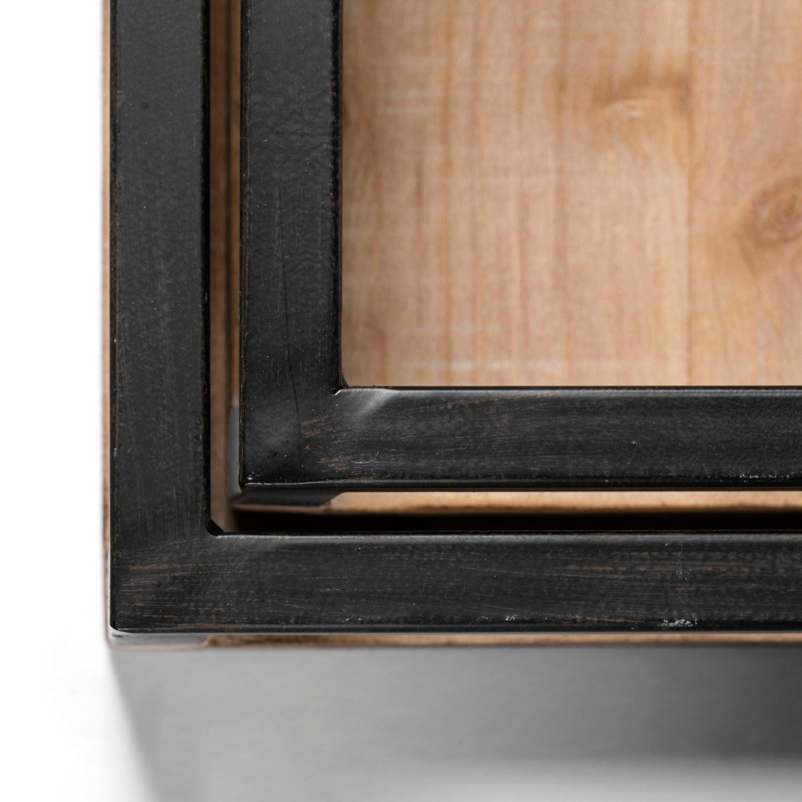 Mercana Ross Natural Wood W/ Black Metal Nesting Trays- Set of 2 Clearance