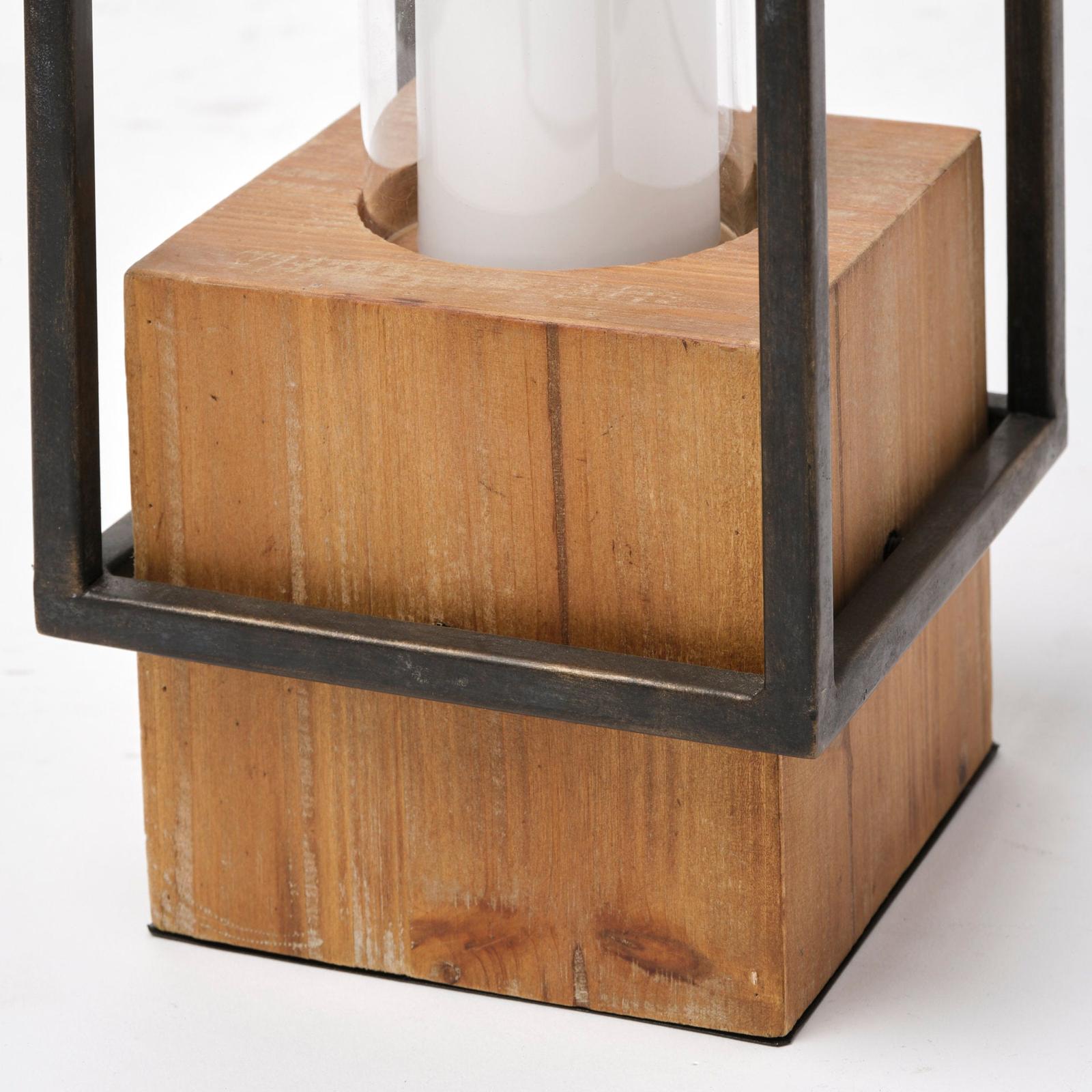 Mercana Orionis Wood w/ Black Metal Lantern Candle Holder