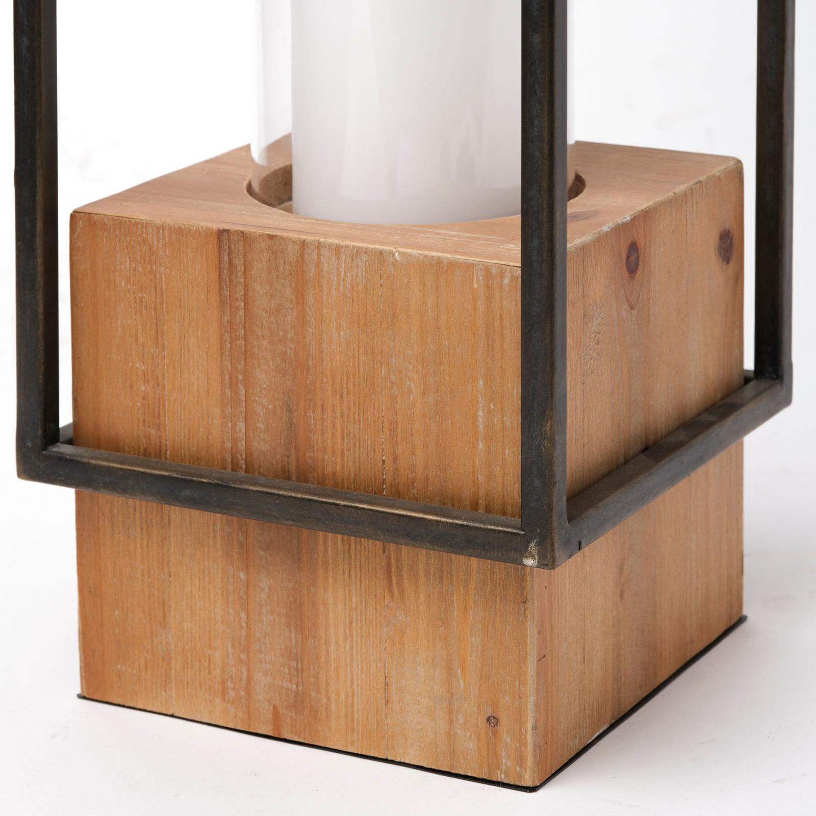 Mercana Orionis Wood w/ Black Metal Lantern Candle Holder