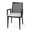 Mercana Clara Wood W/ Cream Fabric Seat and Cane Back Dining Chair