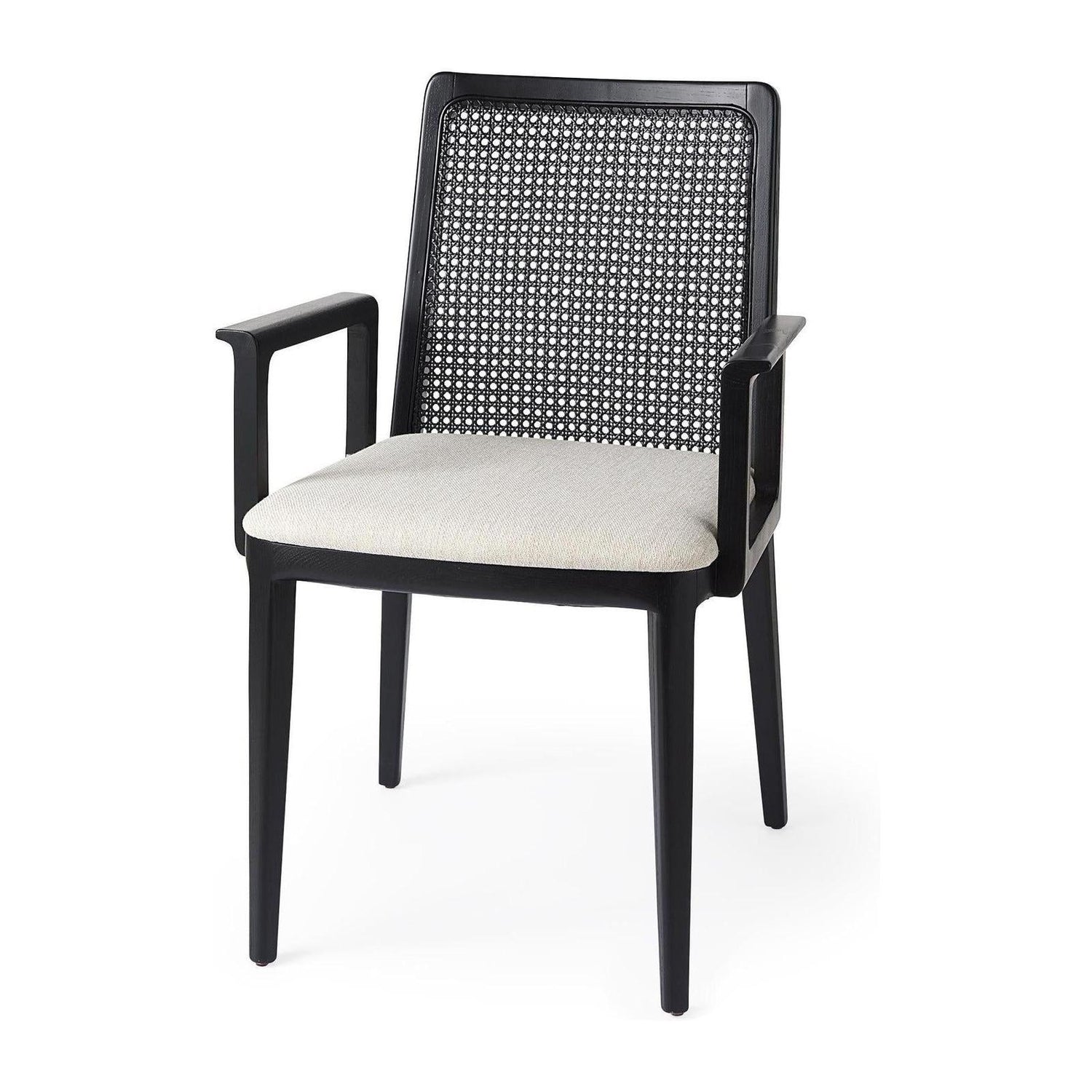 Mercana Clara Wood W/ Cream Fabric Seat and Cane Back Dining Chair
