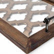 Mercana Stotonic Brown Wood W Glass Top Rectangular Serving Tray Clearance
