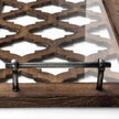 Mercana Stotonic Brown Wood W Glass Top Rectangular Serving Tray Clearance