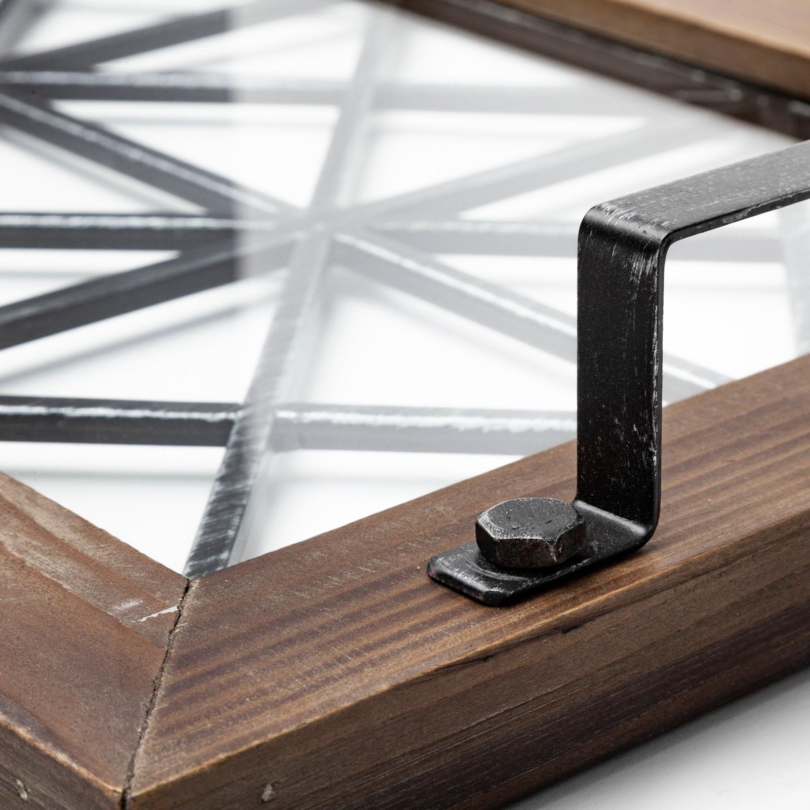 Mercana Ellingson Black Rectangular Metal Glass Wood Bottom Tray Clearance