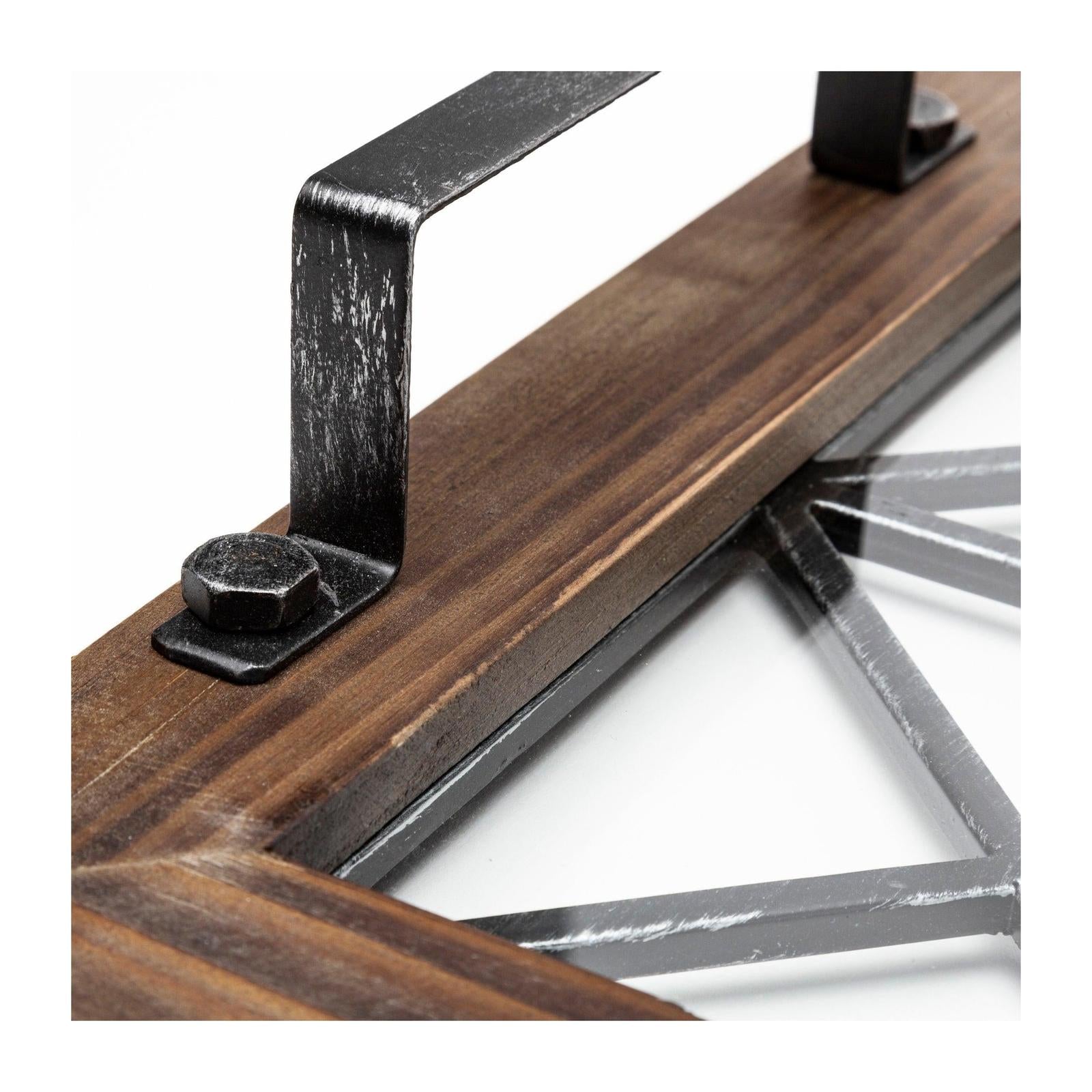 Mercana Ellingson Black Rectangular Metal Glass Wood Bottom Tray Clearance