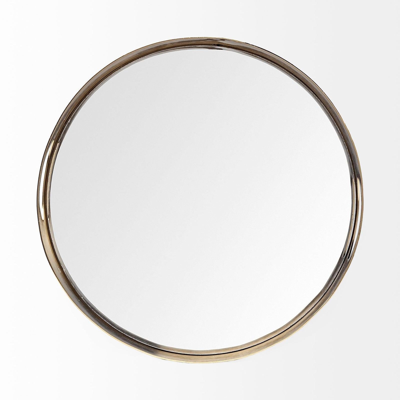 Mercana Serkis Gold Metal Mirrored Base Round Tray