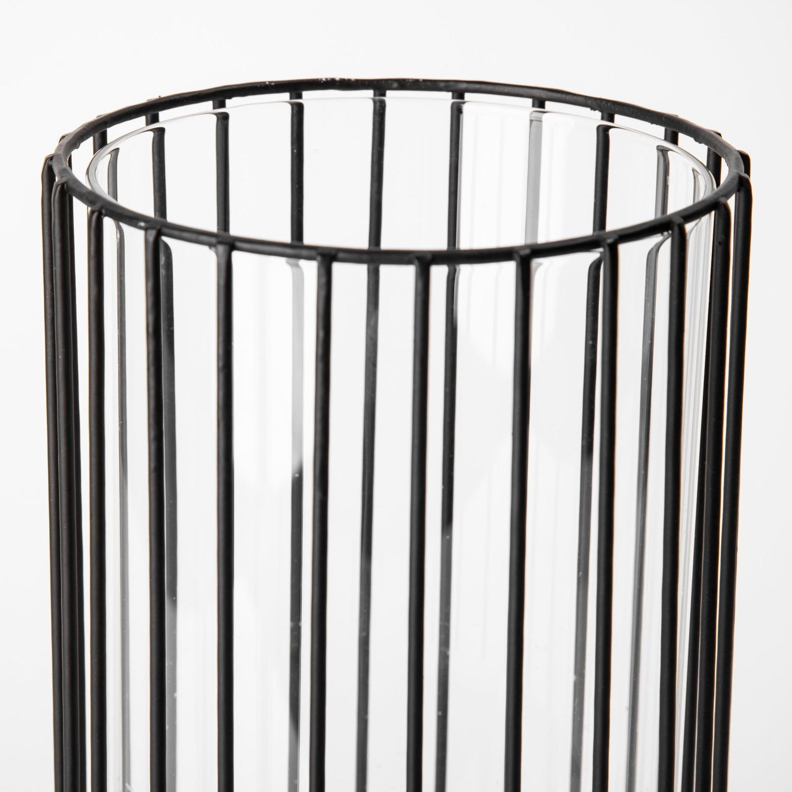Mercana Velo Large Black Metal Cylindrical Table Candle Holder Clearance