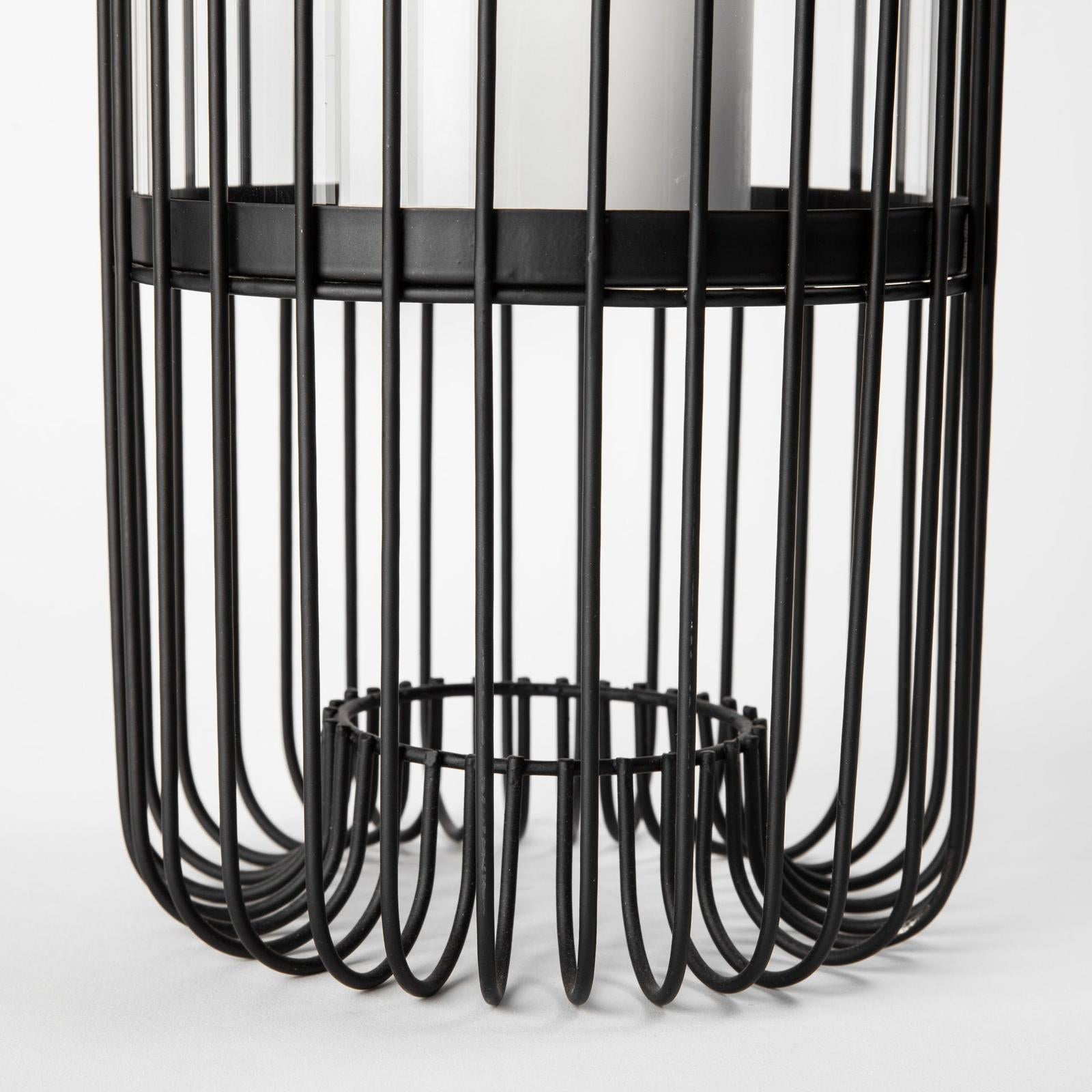 Mercana Velo Large Black Metal Cylindrical Table Candle Holder Clearance
