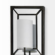 Mercana Noah Black Metal w/White Fabric Shade Rectangular Wall Sconce Clearance