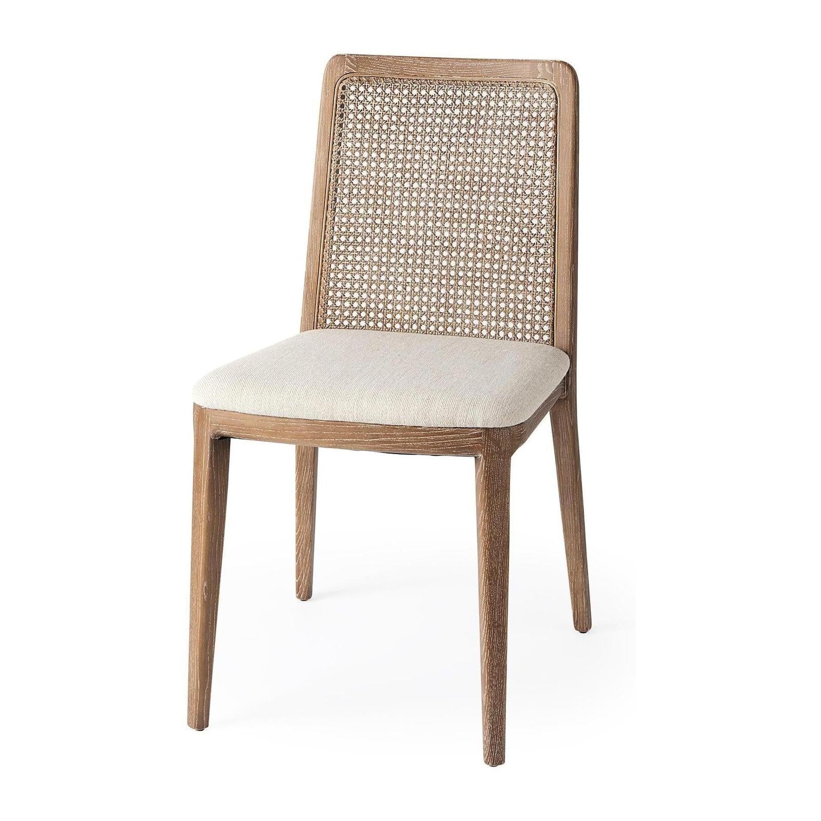 Mercana Clara Fabric Seat and Cane Back Armless Dining Chair