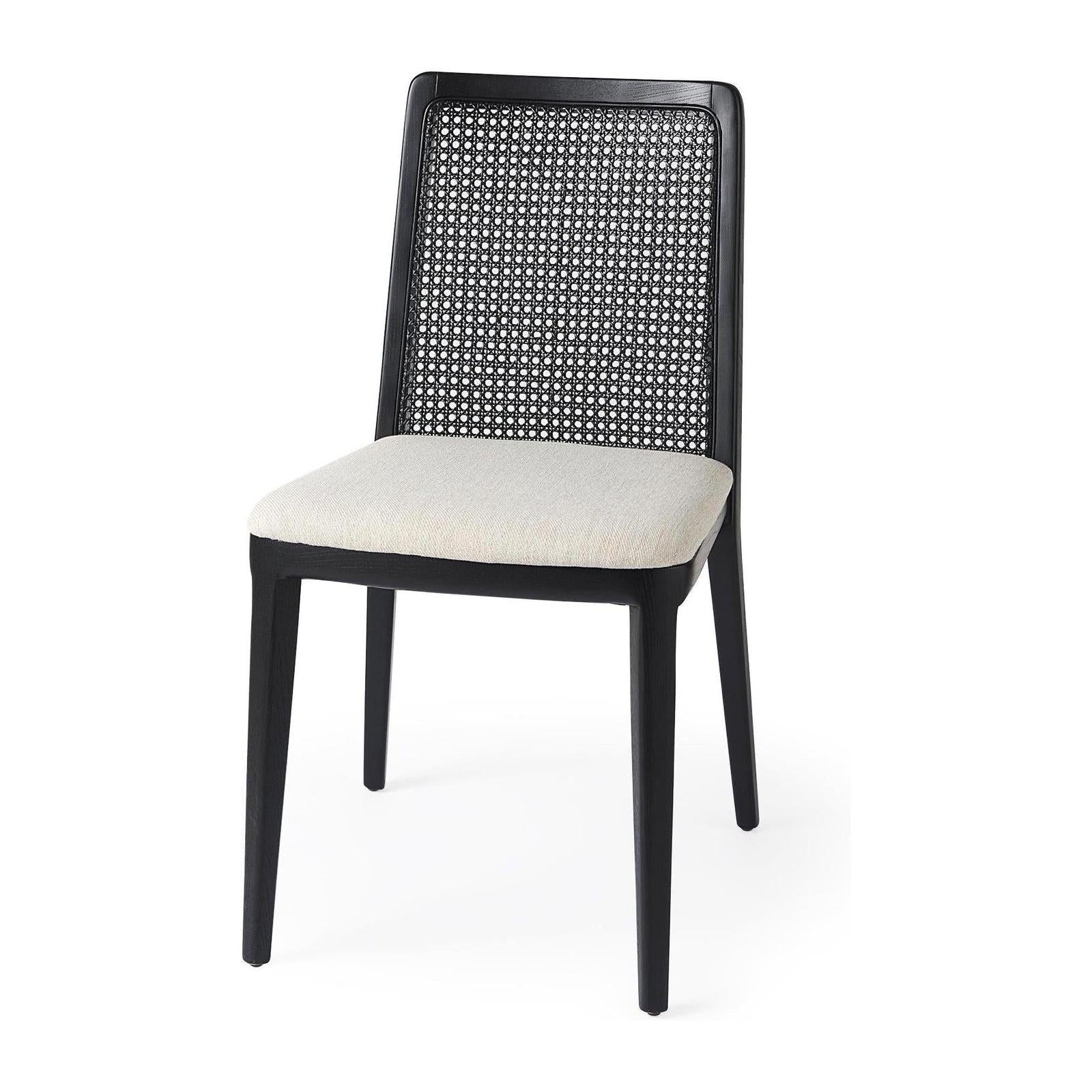 Mercana Clara Fabric Seat and Cane Back Armless Dining Chair