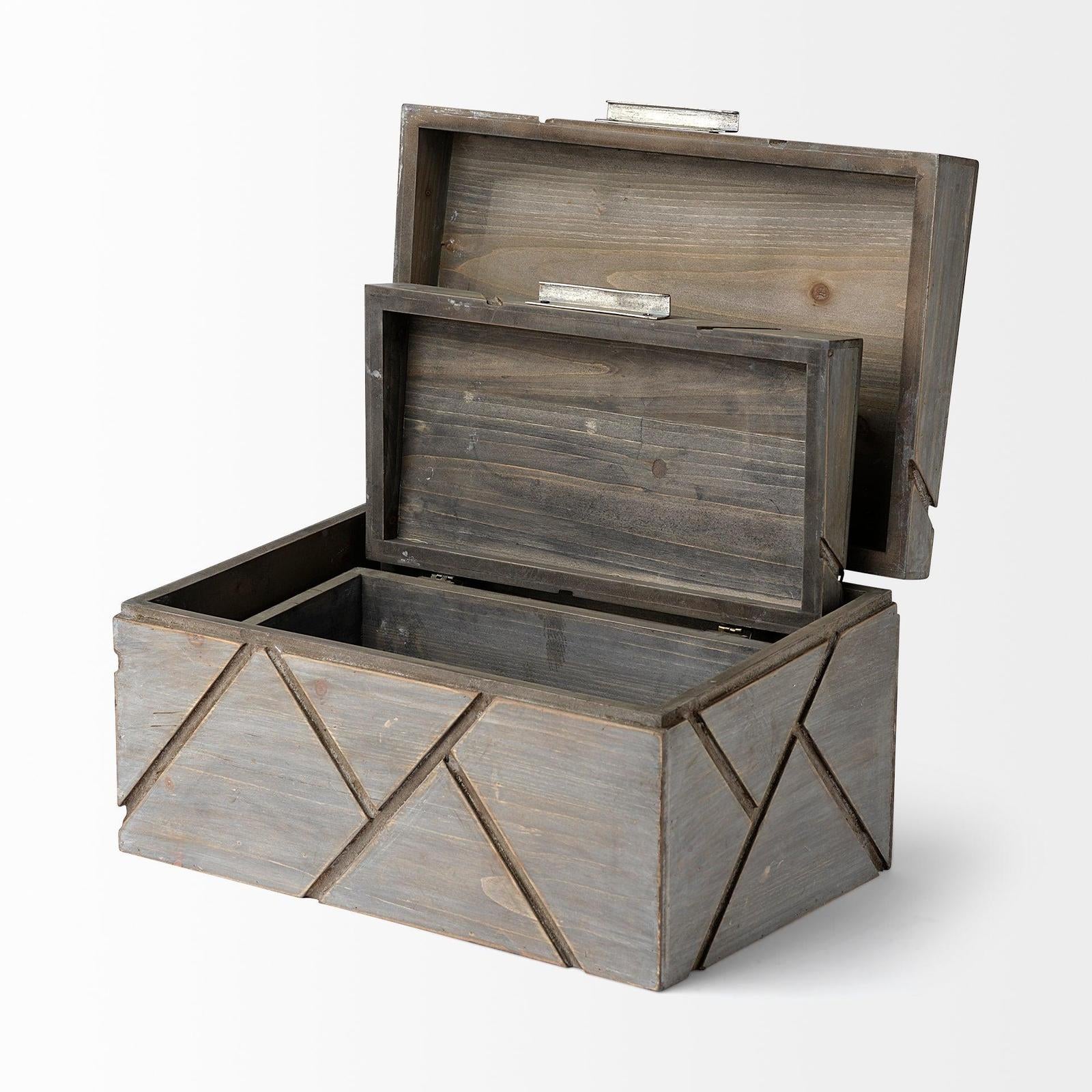 Mercana Niobe Gray Wooden Nesting Boxes- Set of 2 Clearance