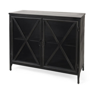 Mercana Poppy Black Metal With Glass Door Accent Cabinet