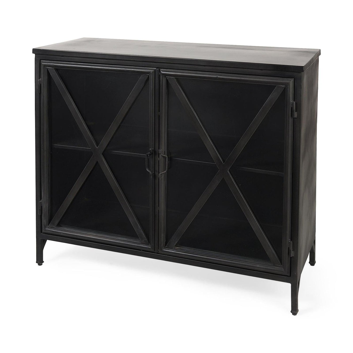 Mercana Poppy Black Metal With Glass Door Accent Cabinet