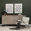 Mercana Vicunya Cream Fabric W/Gun Metal Gray Metal Frame Accent Chair