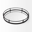 Mercana Kimbel Black Metal Mirrored Base Round Tray
