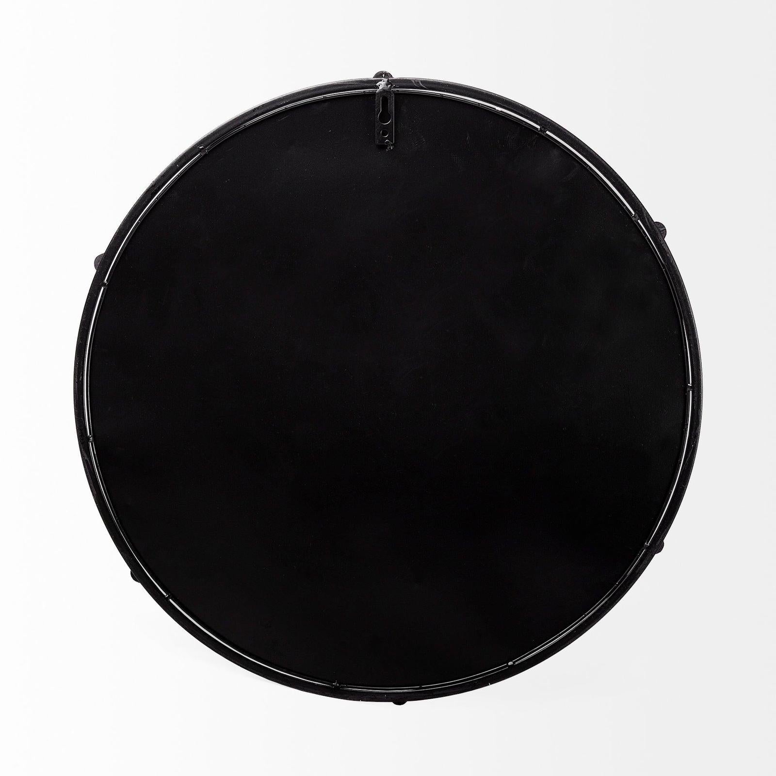Mercana Kimbel Black Metal Mirrored Base Round Tray