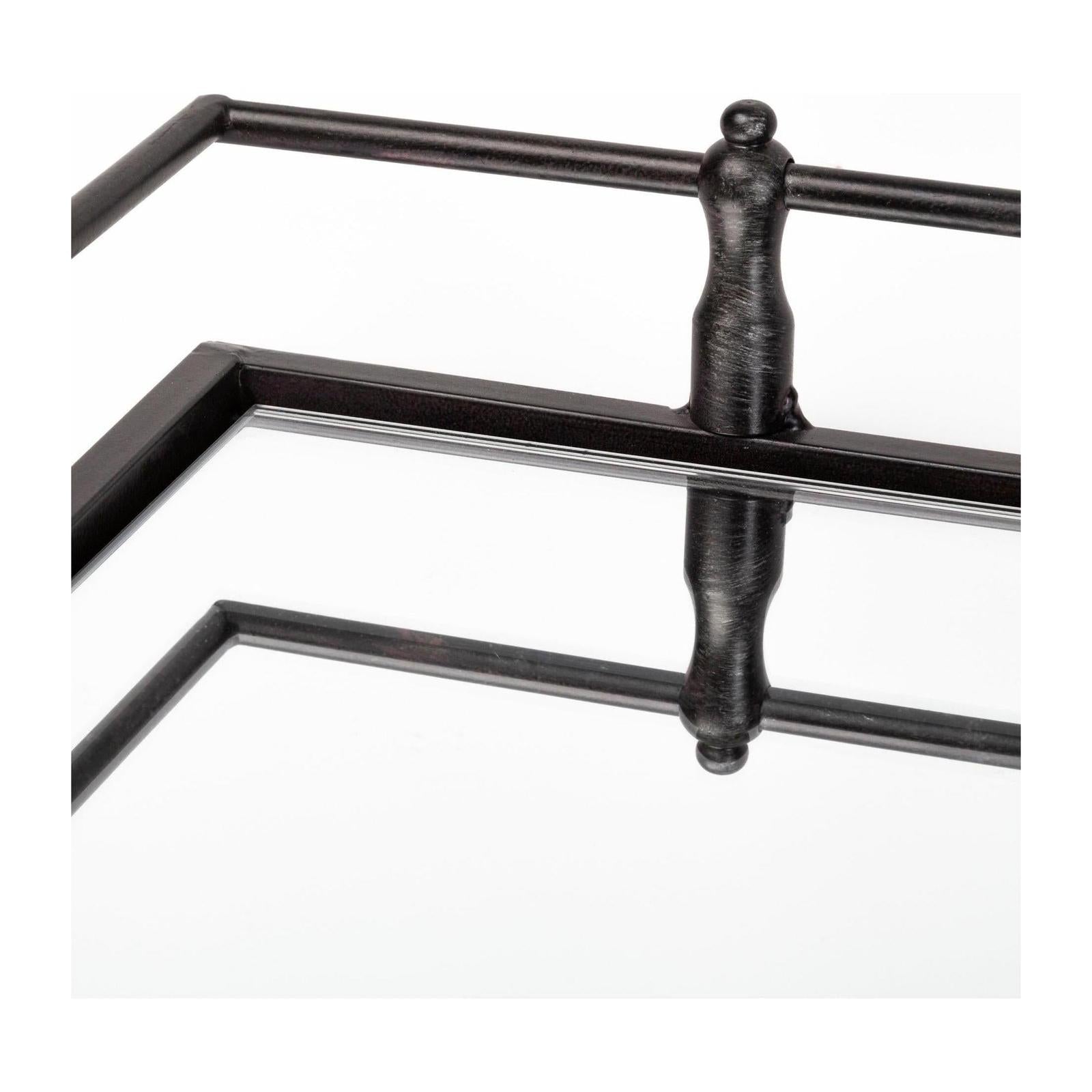 Mercana Christa Black Metal Mirrored Base Square Tray