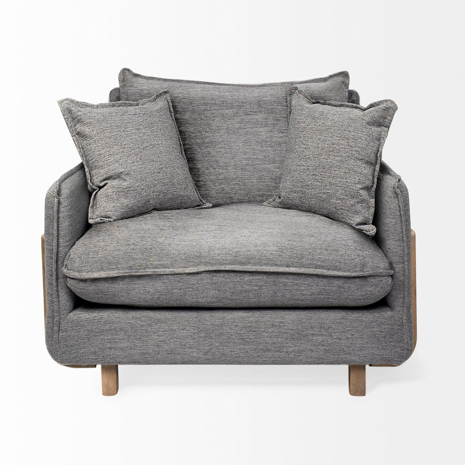 Mercana Roy Upholstered and Brown Wood Frame Arm Chair Clearance