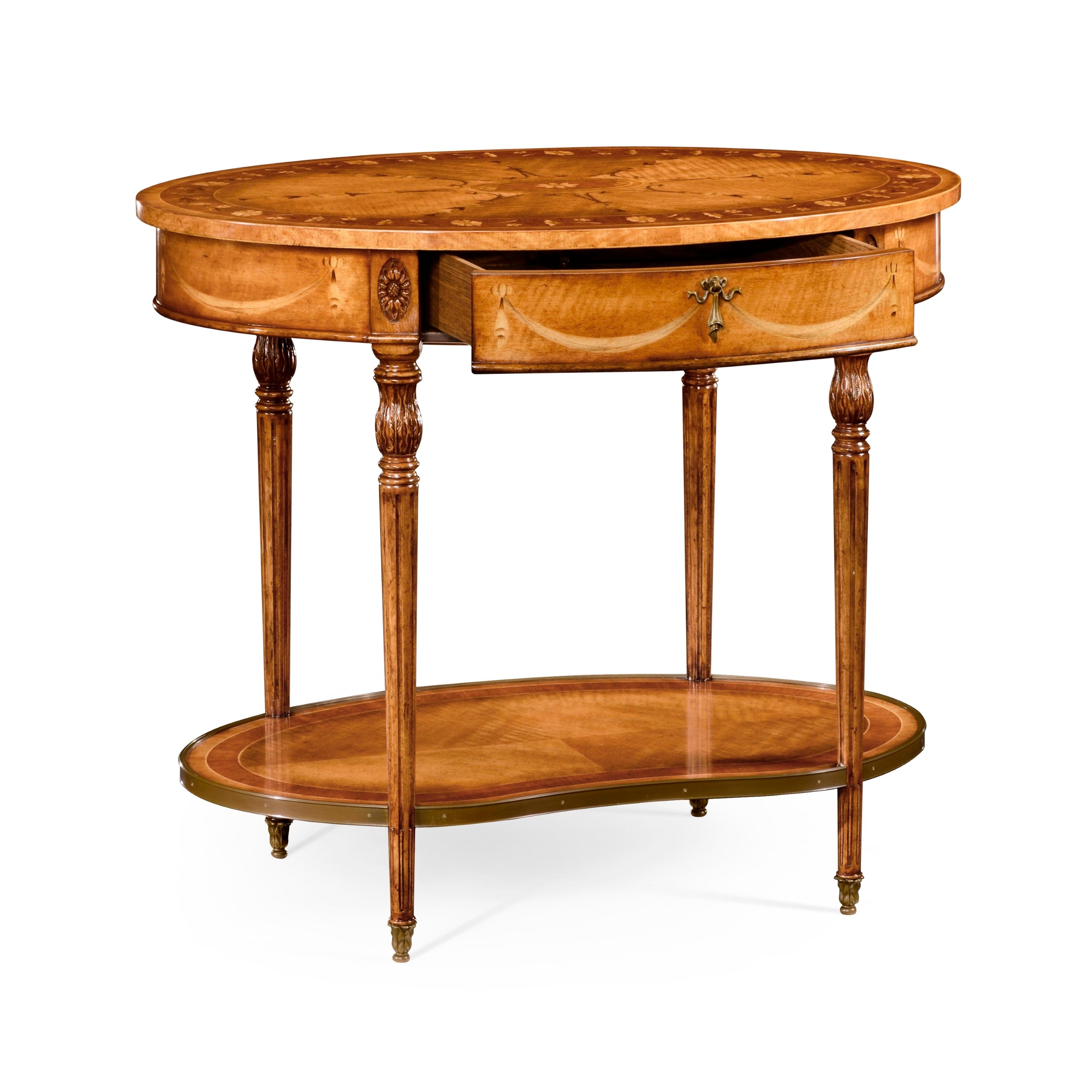 Jonathan Charles Sheraton Style Swagged Oval Side Table. ( 495092-SAL )