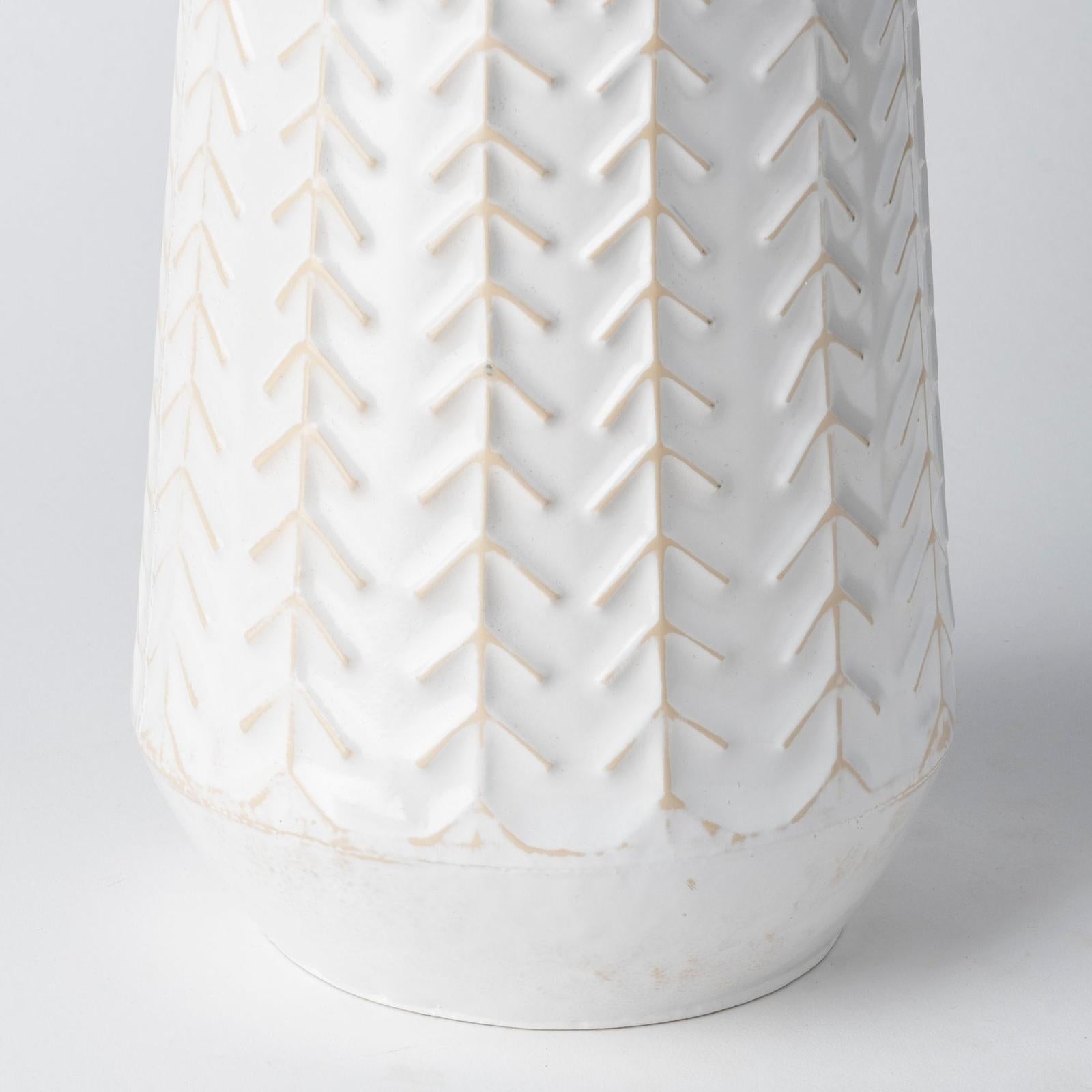 Mercana Gemma II Metal Glossy White Chevron Vase Clearance