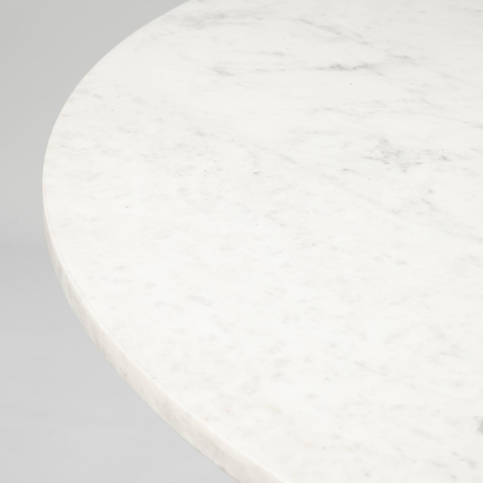 Mercana Tanner White Marble Top Black Metal Base Dining Table Clearance