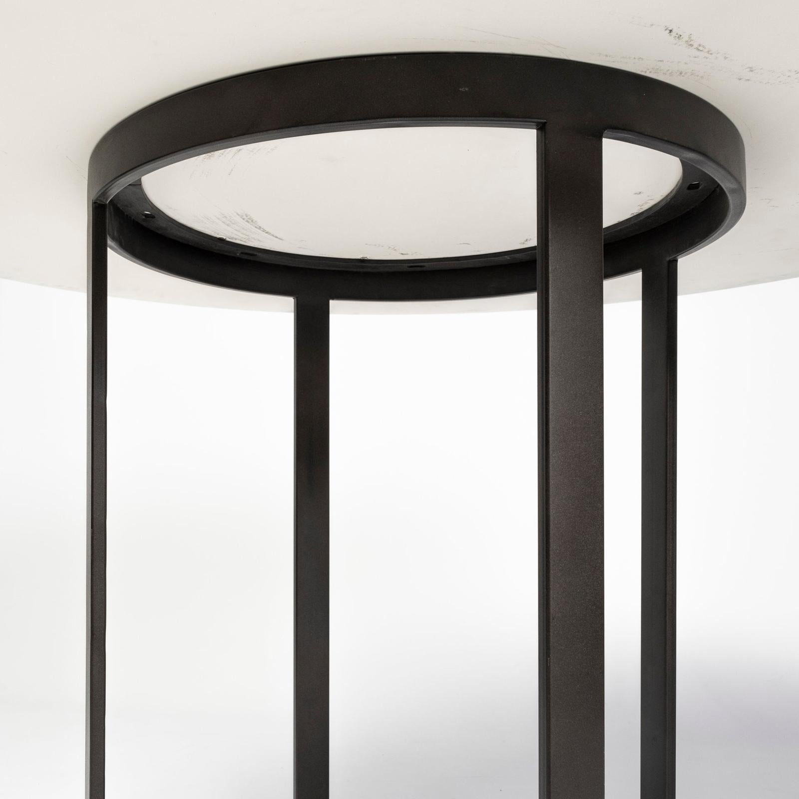 Mercana Tanner White Marble Top Black Metal Base Dining Table Clearance