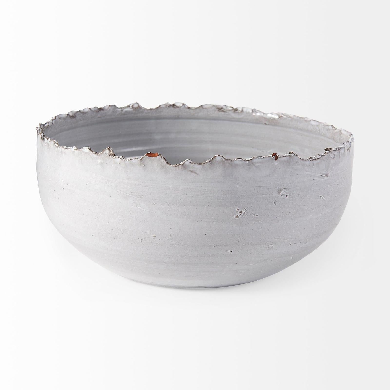 Mercana Larsen White Ceramic Large Decorative Bowl