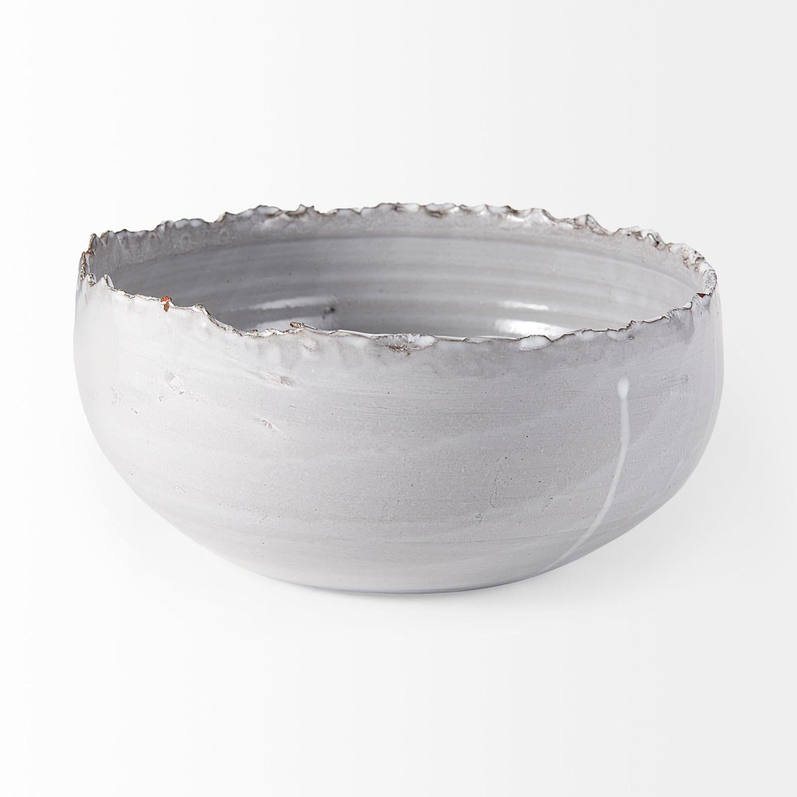 Mercana Larsen White Ceramic Large Decorative Bowl
