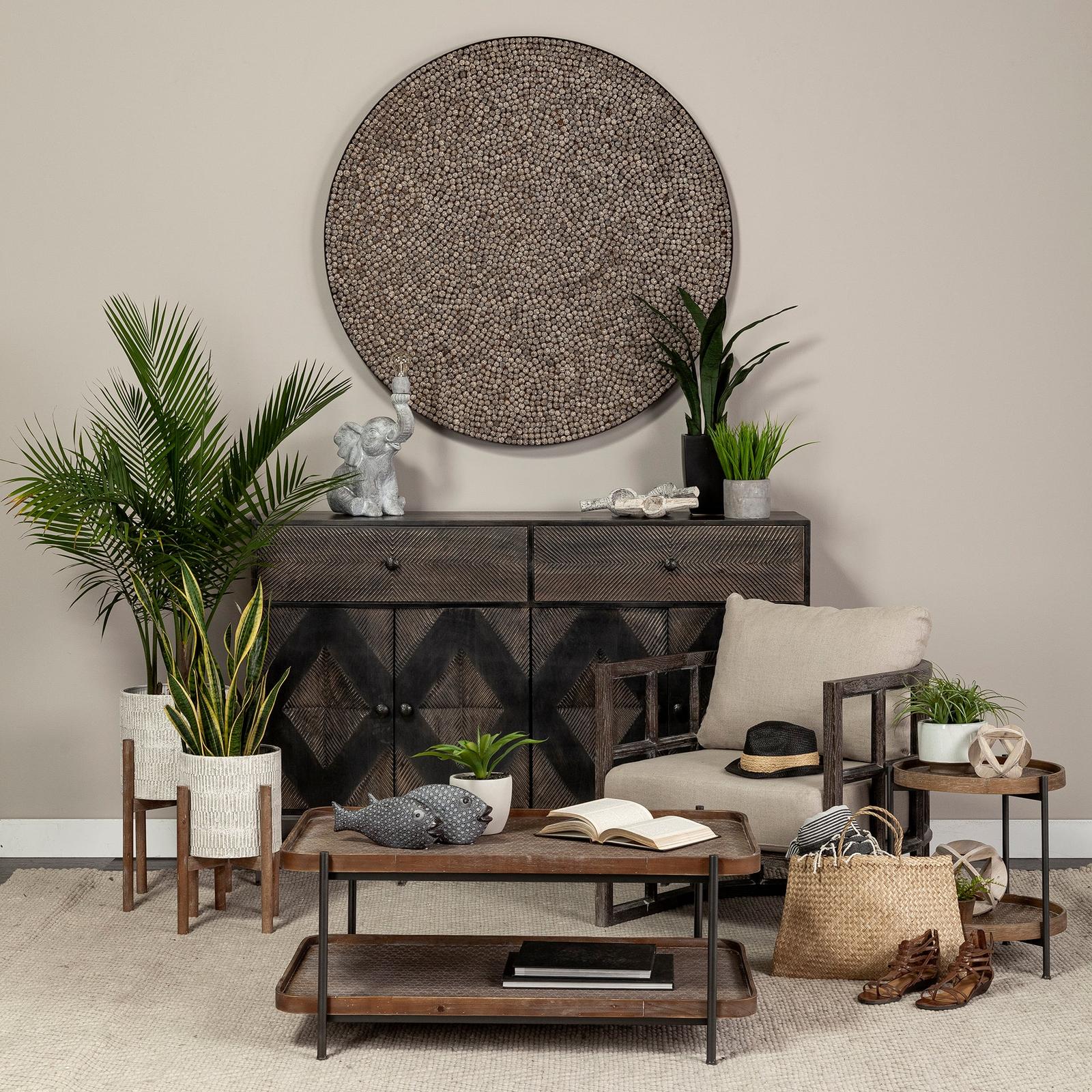 Mercana Skylar Fabric Covered Cushioned Demi-Lune Wooden Frame Accent Chair