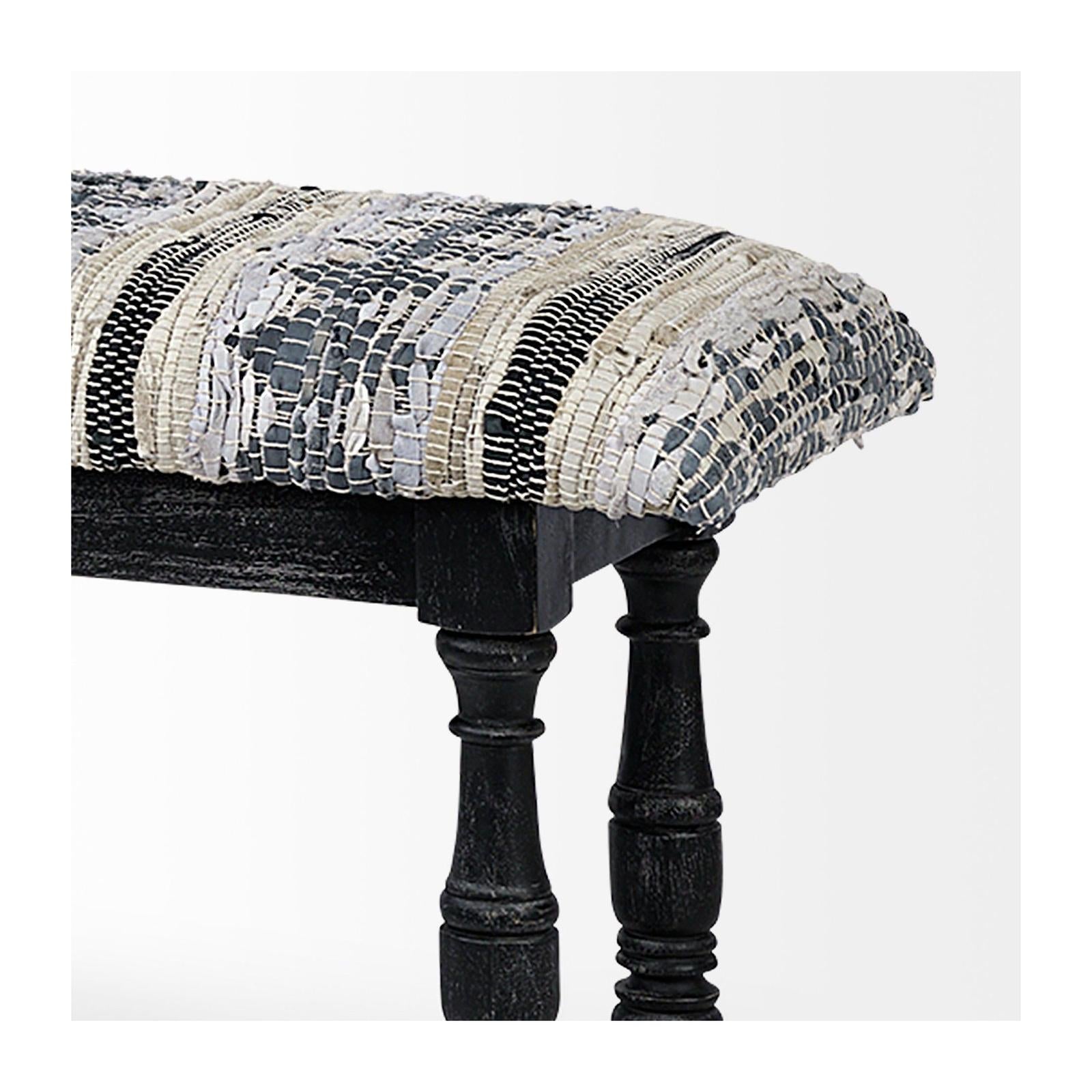 Mercana Denison Black Cushion Top W Black Wood Base Accent Bench Clearance