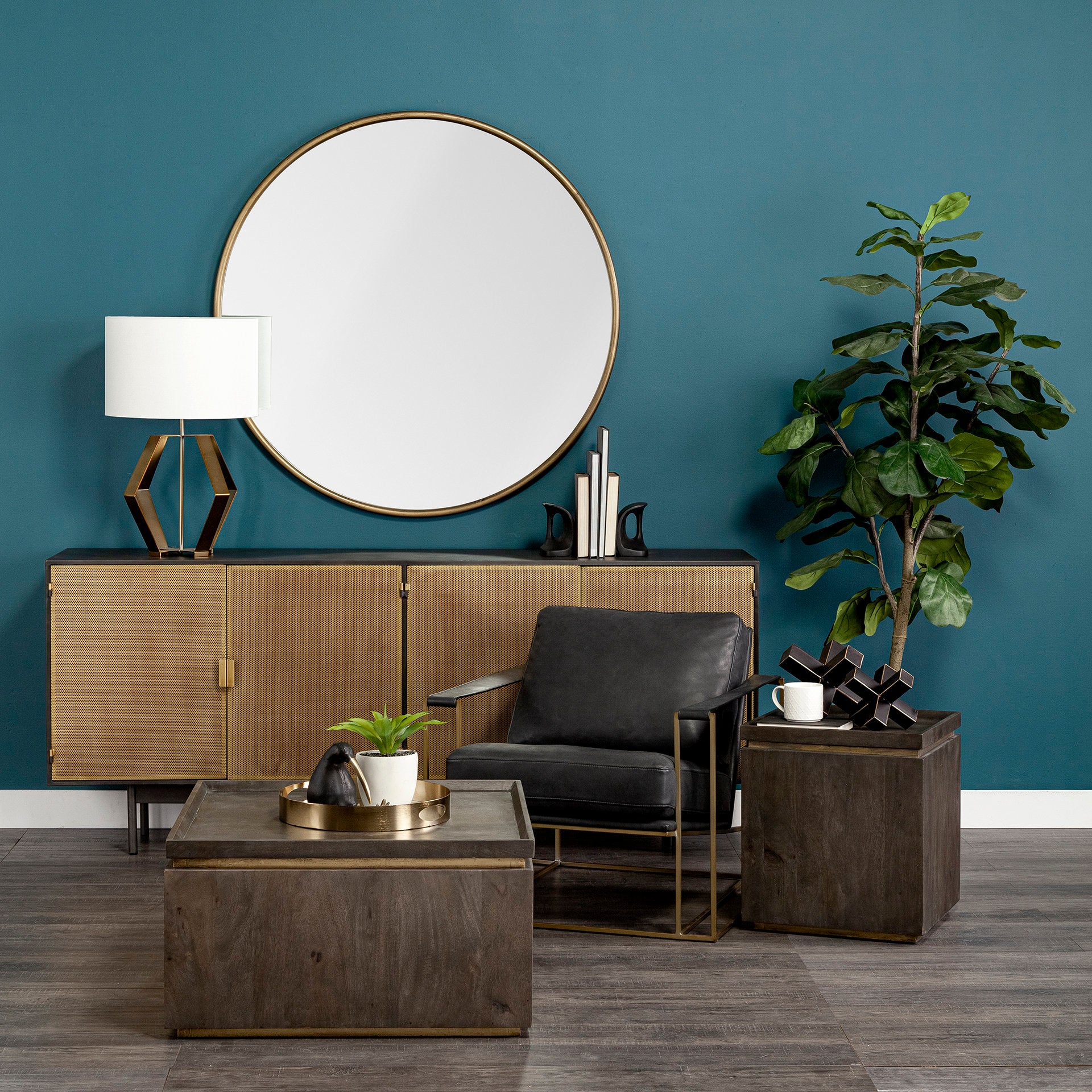 Mercana Watson Gold Metal Frame Accent Chair
