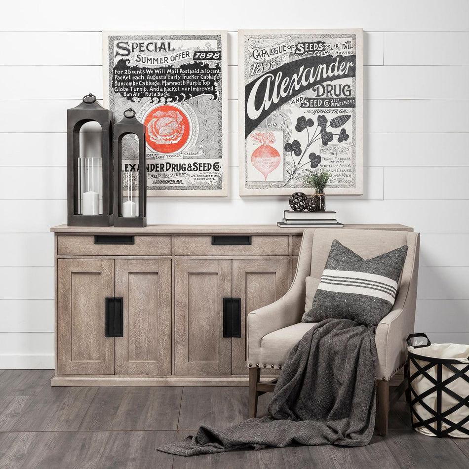 Mercana Braxton Natural Brown Solid Wood 3 Drawer 6 Door Sideboard