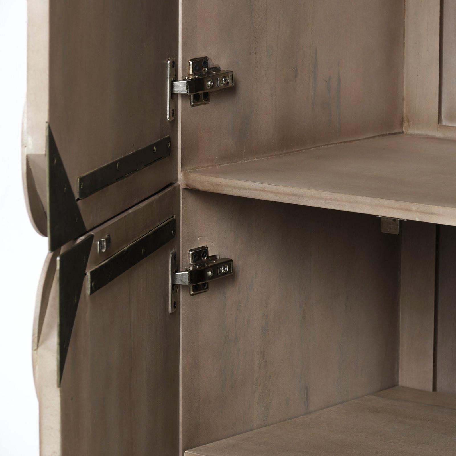 Mercana Excelsior Light Brown Wood Gold Iron Base Storage Cabinet