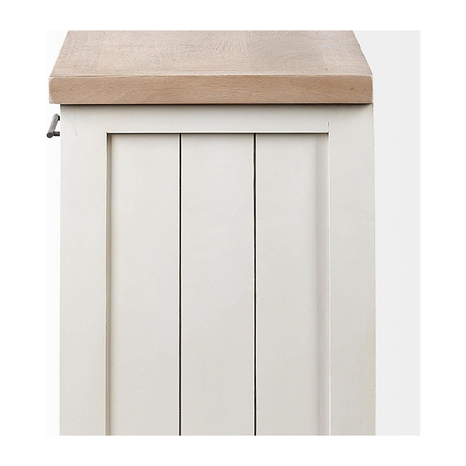 Mercana Fairview Solid Wood Brown Top & White Frame 4 Cabinet Door Sideboard