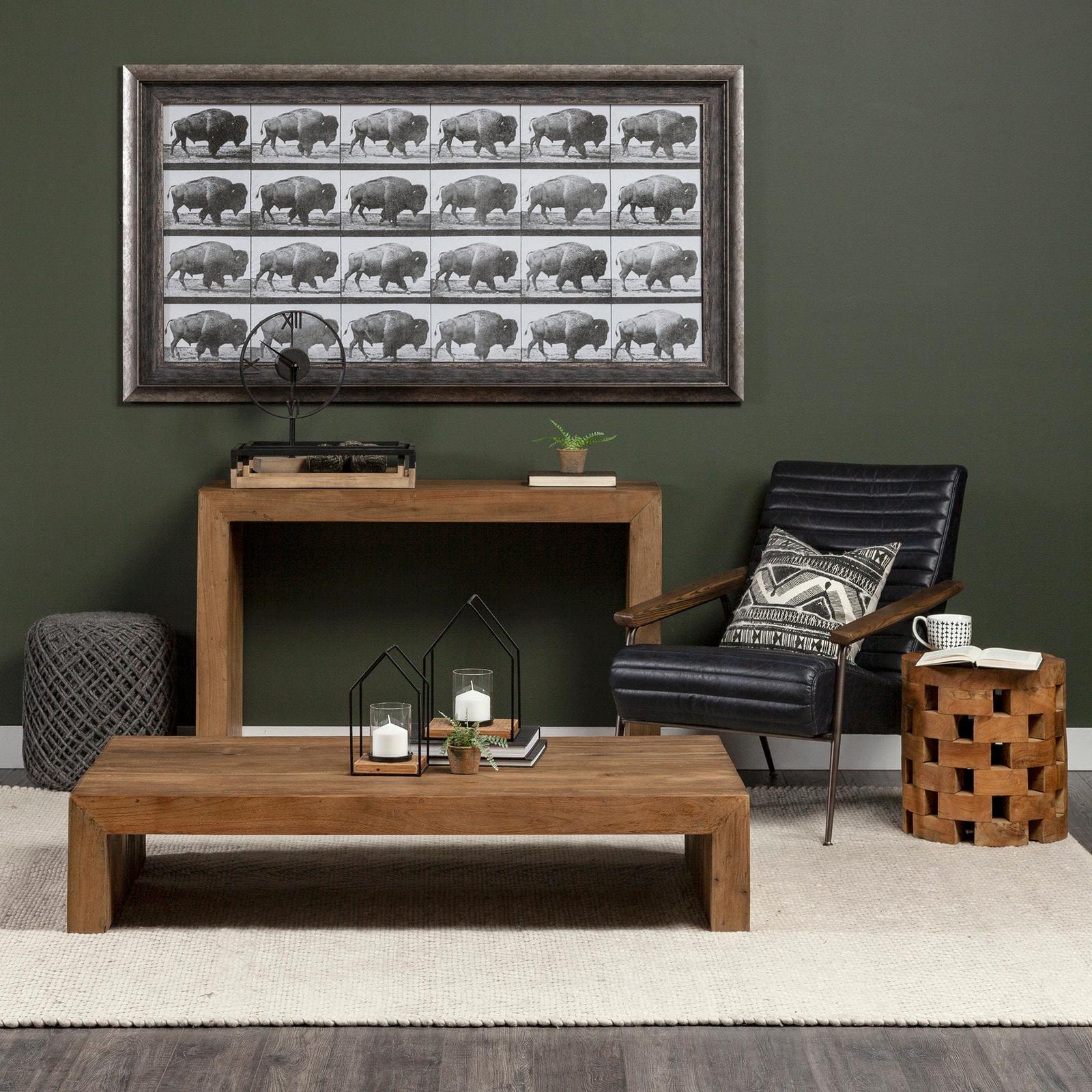 Mercana Ross Natural Wood W/ Black Metal Nesting Trays- Set of 2 Clearance