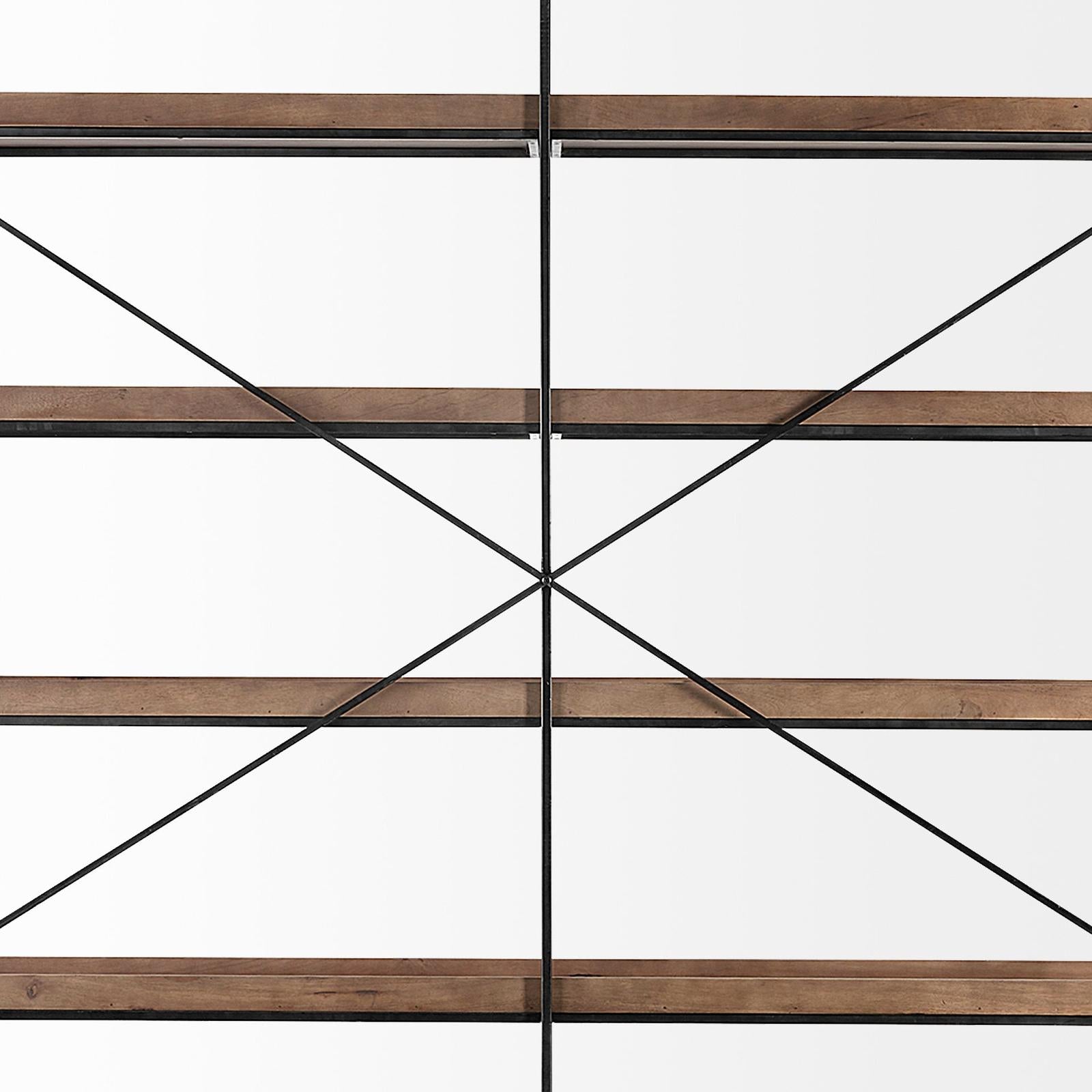 Mercana Trey Medium Brown Wood and Iron Five Tray Shelf Shelving Unit