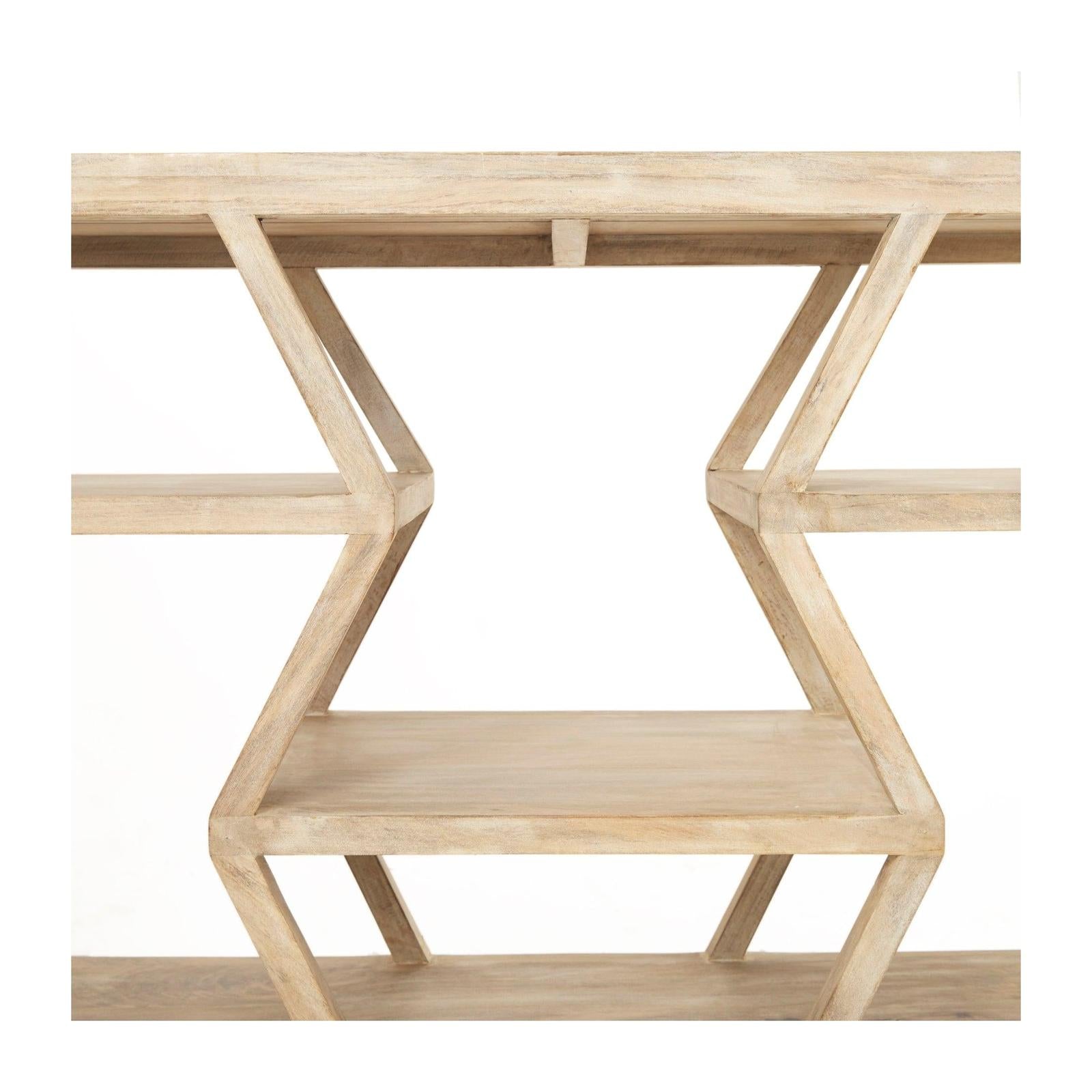 Mercana Dayton Natural Wooden Multi-Level Shelf Console Table Clearance