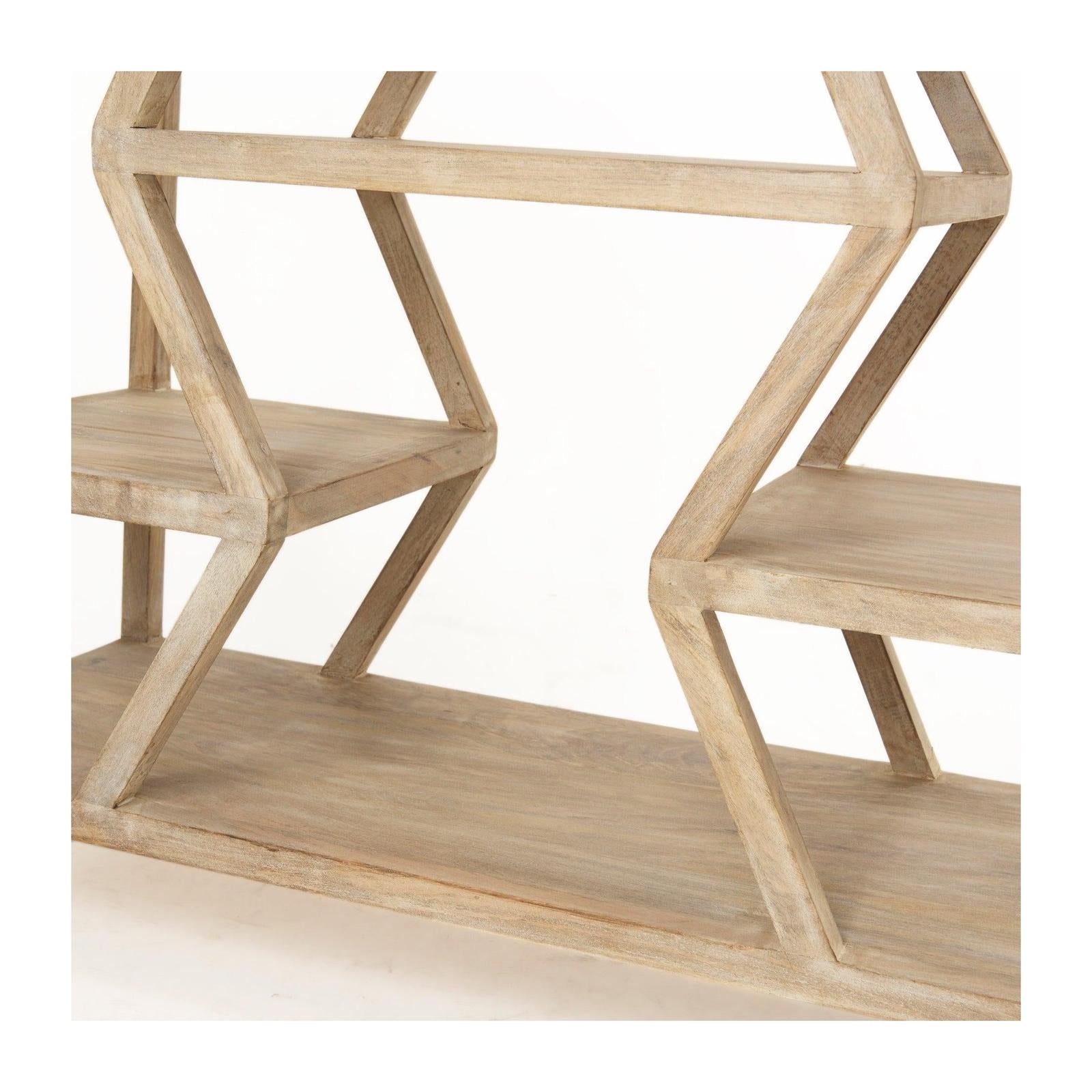 Mercana Dayton Natural Wooden Multi-Level Shelf Console Table Clearance