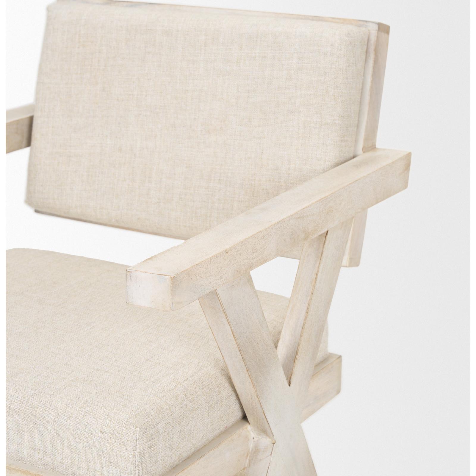 Mercana Topanga Cream Fabric Wrap Wooden Frame Dining Chair