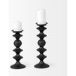 Mercana Candelero Black Metal Grooved Table Candle Holder