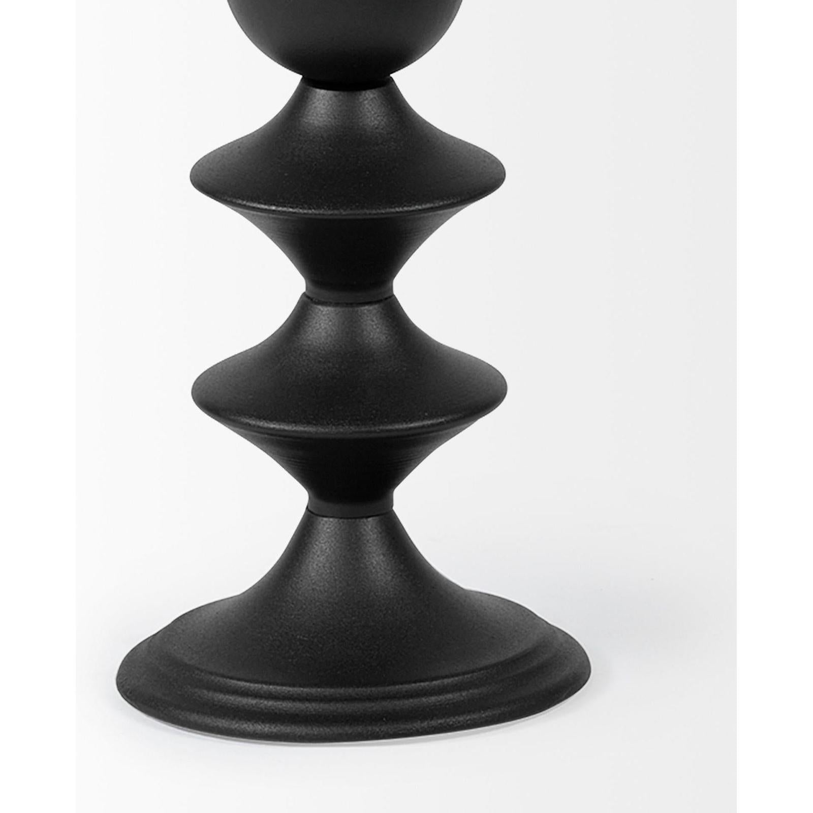 Mercana Candelero Black Metal Grooved Table Candle Holder